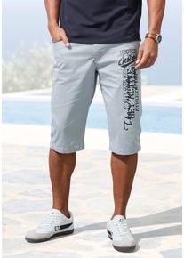 Bermudas John Devin "aus elastischer Baumwollmischung", Damen, Gr. 38, N-Gr, hellgrau, Web, Obermaterial: 98% Baumwolle, 2% Elasthan, unifarben, bequem kurz, Hosen Bermudas, mit gro&szlig;em Druck auf dem Bein, 3/4 Shorts