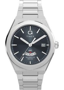 Quarzuhr Timex "CONTINENTAL GMT", silber (silberfarben), Armbanduhren, Damen, Quarzuhr, Armbanduhr, Herrenuhr,Edelstahlarmband,Datum, Leuchtzeiger