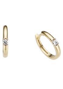 Paar Creolen Firetti "Schmuck Geschenk Gold 333 Solit&auml;r, stilvoll und massiv, teilw. rhodiniert", wei&szlig; (gelbgoldfarben, wei&szlig;goldfarben, kristallwei&szlig;, kristallwei&szlig;), Ohrringe, Damen, Gelbgold 333, Paar Creolen, mit Zirkonia (synth.)