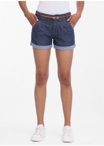 Shorts Ragwear "HEEVEN", Damen, Gr. 27, N-Gr, navy, Web, Obermaterial: 98% Baumwolle, 2% Elasthan, unifarben mit Farbeinsatz, kurz, Hosen Shorts, leicht verwaschener Twill zum Umschlagen mit G&uuml;rtel