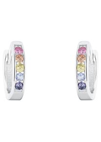 Paar Creolen Amor "2036513, 2036778", bunt (silberfarben, pink, gelb, violett, pink, gelb, violett), Ohrringe, Damen, Silber 925 (Sterlingsilber), Paar Creolen, mit Zirkonia (synth.)