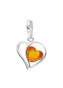 Kettenanh&auml;nger OSTSEE-SCHMUCK "- Herz - Silber 925/000 - Bernstein" Gr. 25, silber (silber 925, silberfarben, wei&szlig;), Schmuckanh&auml;nger, Damen, Silber 925 (Sterlingsilber), Kettenanh&auml;nger