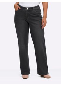 sheego Gro&szlig;e Gr&ouml;&szlig;en 5-Pocket-Jeans im weiten Palazzo-Schnitt, black denim, Gr&ouml;&szlig;e 56 - Damen