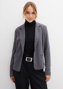 bonprix Sweatblazer mit flie&szlig;ender Viskose, grau, Gr.48/50 (XL), Blazer mit Reverskragen, aus Viskose