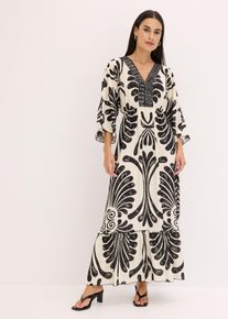 bonprix Maxikleid aus flie&szlig;ender Viskose, schwarz, Gr.42, sommerliches Kleid in Maxil&auml;nge mit auff&auml;lligem Druck, aus Viskose