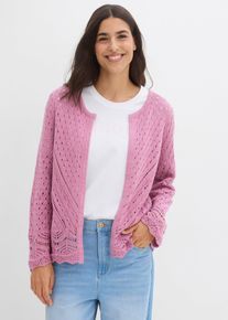 bonprix Ajour-Strickjacke aus reiner Baumwolle, rosa, Gr.36/38 (S), Leichte Strickjacke im sch&ouml;nen Ajour-Design gestrickt., aus 100% Baumwolle