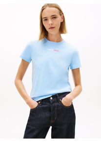 Kurzarmshirt Tommy Jeans "TJW REG ESSENTIAL LOGO 2 TEE EXT", Damen, Gr. XXXL(46), light powdery blau, Single Jersey, Obermaterial: 100% Baumwolle, unifarben, normal, Rundhals, Shirts Kurzarmshirt
