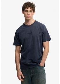 Rundhalsshirt Superdry "MICRO LOGO T SHIRT", Damen, Gr. S, blau knight, Single Jersey, Obermaterial: 100% Baumwolle, unifarben, loose fit h&uuml;ftbedeckend, Rundhals, Shirts Rundhalsshirt