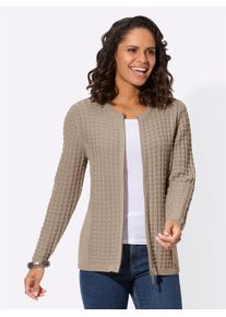 Cardigan Casual Looks, Damen, Gr. 44, beige, 50% Baumwolle, 50% Polyacryl, unifarben, Strickjacken Cardigan