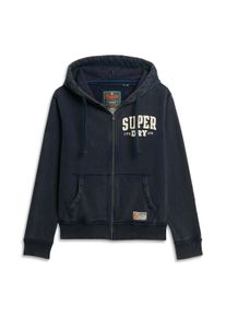 Sweatshirt Superdry "Sweatjacke Vintage Athletic Zip Hoodie", Herren, Gr. L, blau, Obermaterial: 100% Baumwolle CO., Sweatshirts Sweatshirt