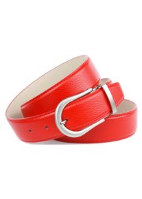 Lederg&uuml;rtel Anthoni Crown, Damen, Gr. 85, rot, Leder, unifarben, G&uuml;rtel Lederg&uuml;rtel, in rot mit matter silberfarbener Dornschlie&szlig;e