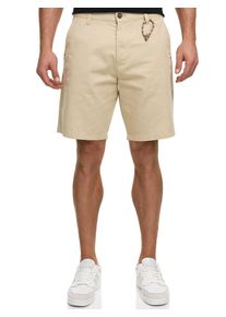 Chinoshorts INDICODE "INMethio Shorts", Damen, Gr. L, N-Gr, fog, Web, Obermaterial: 86% Baumwolle, 14% Leinen, unifarben, regular fit kn&ouml;chellang, Hosen Chinoshorts