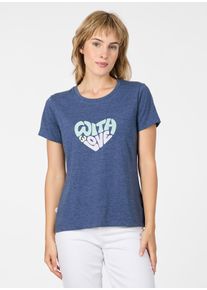 Kurzarmshirt Ragwear "MINTTA PP", Damen, Gr. XS, night blau, Jersey, Obermaterial: 50% Baumwolle, 50% Polyester, bedruckt, normal, Rundhals, Shirts Kurzarmshirt, Klassischer Fit mit Herz-Print und softem Finish