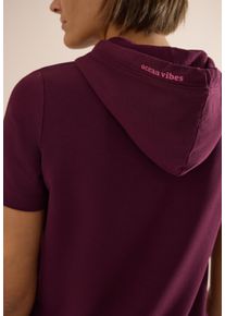 Kapuzenshirt Cecil, Damen, Gr. M (40), sweet grape rot, Jersey, Obermaterial: 48% Baumwolle, 48% Modal, 4% Elasthan, bedruckt, regular fit normal, ohne Ausschnitt, Shirts Kapuzenshirt, mit Schriftzug