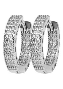 Adelia&acute;s Paar Creolen ADELIA&acute;S "Damen Ohrringe &iquest; Klappcreole aus 925 Silber mit Zirkonia", silber, Ohrringe, Damen, Silber 925 (Sterlingsilber), Paar Creolen