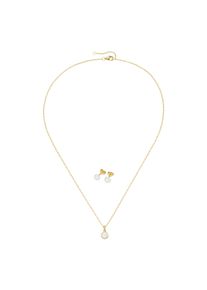 Ohrring und Ketten Set Firetti "Multipack Schmuck Geschenk Silber 925 Perlenhalskette Perlenohrstecker", gelbgoldfarben, wei&szlig;, Schmuck_Sets, Herren, Perlen, Silber 925 (Sterlingsilber), gl&auml;nzend, Ohrring und Ketten Set, mit S&uuml;&szlig;wasserzuchtperle