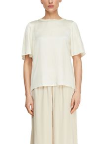 T-Shirt comma, Damen, Gr. 46, eggnog, Single Jersey, Obermaterial: 95% Viskose, 5% Elasthan, unifarben, regular fit normal, Rundhals, Shirts T-Shirt, mit geripptem Ausschnitt