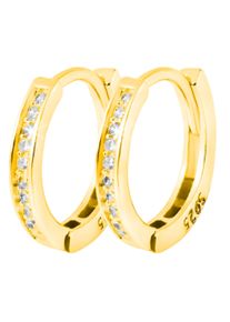 Adelia&acute;s Paar Creolen ADELIA&acute;S "Damen Ohrringe &iquest; Klappcreole aus 925 Silber mit Zirkonia", gold, Ohrringe, Damen, Silber 925 (Sterlingsilber), Paar Creolen