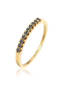 Diamantring Elli DIAMONDS "Ring Diamant Schwarz Brillantschliff (0.15 ct) 375 Gelbgold" Gr. 54, gold, Fingerringe, Damen, 54, Gelbgold 375, Diamantring