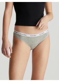 Bikinislip "BIKINI (LOW-RISE)", Herren, Gr. M (38), grau, Jersey, Obermaterial: 90% Baumwolle, 10% Elasthan, Calvin Klein Underwear, meliert, k&ouml;rpernah, Unterhosen Bikinislip, mit Logobund
