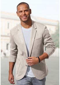 Sakko John Devin "aus elastischer Jersey Pikee-Qualit&auml;t", Herren, Gr. 3XL (64/66), beige, Piqu&eacute;, Obermaterial: 65% Baumwolle, 35% Polyester. Futter: 100% Polyester, unifarben, regular fit normal, &Auml;rmel mit &Auml;rmelschlitz mit Kn&ouml;pfen, Sakkos Sakko, l&auml;ssiges Stretchsakko mit dezentem Muster, Topseller