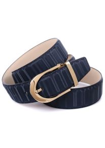 Lederg&uuml;rtel Anthoni Crown, Damen, Gr. 75, blau (dunkelblau), Leder, unifarben, festlich, G&uuml;rtel Lederg&uuml;rtel, mit gl&auml;nzender ovaler Schlie&szlig;e