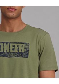 T-Shirt, Damen, Gr. XL, deep lichen gree, Jersey, Obermaterial: 100% Baumwolle, Pioneer Authentic Jeans, bedruckt, normal normal, Rundhals, Shirts T-Shirt, mit Logo Print