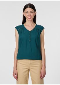 V-Shirt Ragwear "SALTTY", Damen, Gr. XS, ocean gr&uuml;n, Web, Obermaterial: 100% Viskose, unifarben, normal, V-Ausschnitt, Shirts V-Shirt, Viskose mit Gummizug am Saum und Knopfleiste
