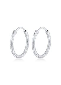 Paar Creolen Elli "Ohrringe Creole Casual Raues Finish 925 Silber" Gr. 20, silber, Ohrringe, Damen, Silber 925 (Sterlingsilber), Paar Creolen