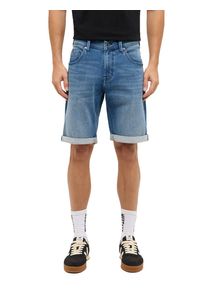 Slim-fit-Jeans Mustang "Herren Style Chicago Shorts Z", Damen, Gr. 52, 583 mittelblau, Denim/Jeans, 83% Baumwolle, 16% Polyester, 1% Elasthan, unifarben, slim fit, Jeans Slim-fit-Jeans