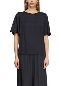 T-Shirt comma, Damen, Gr. 48, navy, Single Jersey, Obermaterial: 95% Viskose, 5% Elasthan, unifarben, regular fit normal, Rundhals, Shirts T-Shirt, mit geripptem Ausschnitt