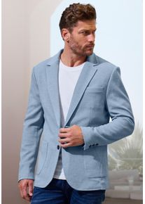 Sakko John Devin "aus elastischer Jersey Pikee-Qualit&auml;t", Herren, Gr. 3XL (64/66), hellblau, Piqu&eacute;, Obermaterial: 65% Baumwolle, 35% Polyester. Futter: 100% Polyester, unifarben, regular fit normal, &Auml;rmel mit &Auml;rmelschlitz mit Kn&ouml;pfen, Sakkos Sakko, l&auml;ssiges Stretchsakko mit dezentem Muster, Topseller