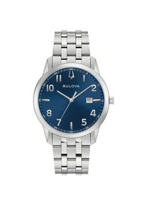 Quarzuhr Bulova "Sutton", silberfarben, blau, Armbanduhren, Damen, Quarzuhr, Armbanduhr, Damenuhr, Herrenuhr, Edelstahlarmband, analog, Datum