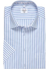 Kurzarmhemd MARVELIS, Damen, Gr. 46, N-Gr, bleu, Web, Obermaterial: 100% Baumwolle, gestreift, Hemden Kurzarmhemd, Businesshemd, modern fit, b&uuml;gelfrei, Kentkragen