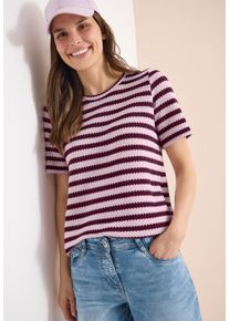 Strickpullover Cecil, Damen, Gr. S (38), light blush rose, Strick, Obermaterial: 42% Baumwolle, 40% Polyester, 17% Viskose, 1% Elasthan, gestreift, regular fit normal, Rundhals, Pullover Strickpullover, mit Streifen Muster