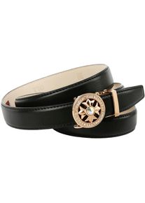 Lederg&uuml;rtel Anthoni Crown, Damen, Gr. 95, schwarz, Leder, unifarben, G&uuml;rtel Lederg&uuml;rtel, in schmaler Form, runde Schlie&szlig;e