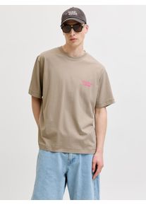 Jack & Jones Kurzarmshirt JACK & JONES "JORNORREBRO TYPO TEE SS CREW NECK NOOS", Damen, Gr. L, vintage khaki print:ss 26, Jersey, Obermaterial: 100% Baumwolle, bedruckt, relaxed fit normal, Rundhals, Shirts Kurzarmshirt, Baumwolle, relaxed fit