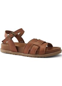 LANDS' END Ledersandalen mit Kn&ouml;chelriemchen, Damen,  Beige, by Lands' End