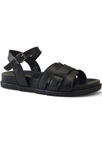LANDS' END Ledersandalen mit Kn&ouml;chelriemchen f&uuml;r Damen, Damen, size: regular, Schwarz, Leder, by Lands' End