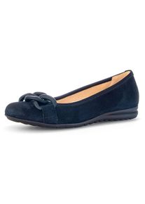 Ballerina Gabor "FLORENZ", Herren, Gr. 44, blau (nachtblau), Ziegenveloursleder, Schuhe Ballerina, Keilabsatz, Bequemschuh, Slipper, Businessschuh in Weite G (=weit)
