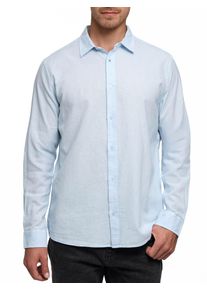 Langarmhemd INDICODE "INCordyceps", Damen, Gr. XXL, N-Gr, sky way, Web, Obermaterial: 55% Leinen, 45% Baumwolle, unifarben, regular fit, Hemden Langarmhemd