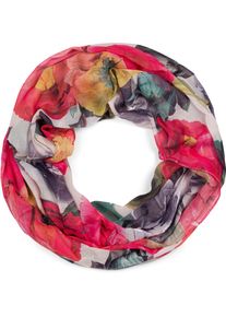 Loop styleBREAKER "Loop mit Blumen Muster", Damen, rot (rot, gr&uuml;n), Obermaterial: 80% Viskose CV. 20% Baumwolle CO., Modisch, Modet&uuml;cher Loop