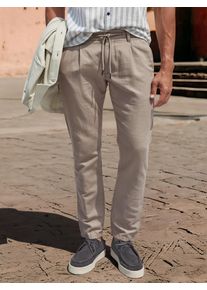 Chinohose Lerros "Leichte Chino mit G&uuml;rtelschlaufen, Baumwollmix", Herren, Gr. 33, L&auml;nge 34, medium kitt, 80% Baumwolle, 20% Leinen, Hosen Chinohose