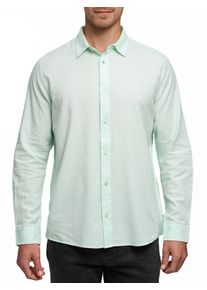 Langarmhemd INDICODE "INCordyceps", Damen, Gr. L, N-Gr, queit wave, Web, Obermaterial: 55% Leinen, 45% Baumwolle, unifarben, regular fit, Hemden Langarmhemd