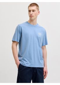 Jack & Jones T-Shirt JACK & JONES "JPRBLUFELIX SS TEE", Damen, Gr. XS, riviera, Jersey, Obermaterial: 100% Baumwolle, unifarben, regular fit normal, Rundhals, angesetztes B&uuml;ndchen, Shirts T-Shirt, mit Logo Print