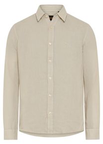 Leinenhemd BOSS Orange "Relegant 6 M", Damen, Gr. M, N-Gr, light beige271, Web, Obermaterial: 100% Leinen, unifarben, regular fit normal, Rundhals, 2-Knopf-Manschette, Hemden Leinenhemd, Kentkragen, reines Leinen, Regular Fit