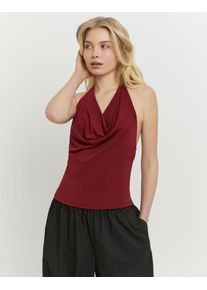 Neckholdertop Tally Weijl "SSLPEBLOCK2", Damen, Gr. XS, pomegranate, Jersey, Obermaterial: 90% Polyester, 10% Elasthan, unifarben, figurbetont normal, V-Ausschnitt, Tops Neckholdertop, Neckholder-Top, figurbetont und kurz geschnitten
