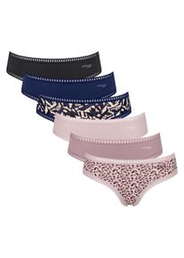 Slip Sloggi "Slip GO Crush Hipster C6P 6er Pack", Herren, Gr. M, bunt (blau, schwarz, rosa), Obermaterial: 95% Baumwolle CO. 5% Elasthan EL., Unterhosen Slip