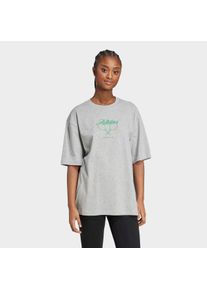 T-Shirt adidas Sportswear "COUNTRY CLUB GRAFIK", Damen, Gr. XS, grau (medium grau heather), Obermaterial: 100% Baumwolle, Shirts T-Shirt, Oversize-Passform, kurze &Auml;rmel, aus Baumwolle