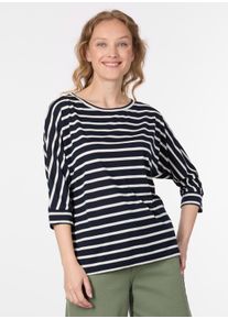 3/4-Arm-Shirt Ragwear "SHIMONA STRIPES", Damen, Gr. M, navy, Jersey, Obermaterial: 50% Polyester, 50% Viskose, gestreift, normal, Rundhals, Shirts 3/4-Arm-Shirt, Viskosemischung mit gestreifter Optik